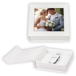 ZEP USB Box Alba Blanco Foto recortable 9x9 cm 11x11x3 cm...