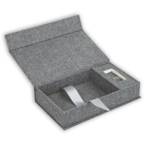 ZEP USB caja de fotos Lodi lino gris 23x12.5x5 cm sin memoria USB