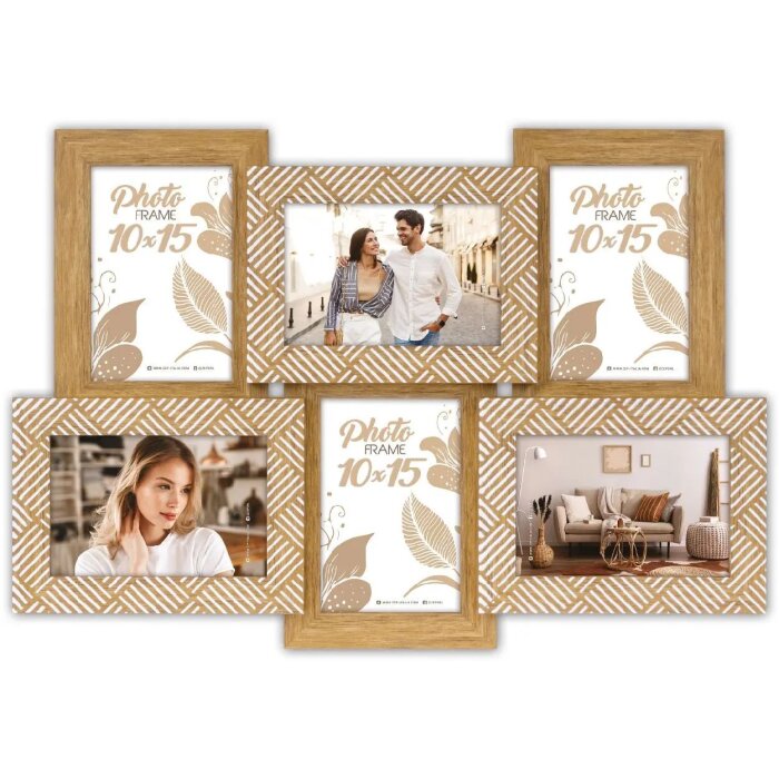 ZEP Marco de fotos de poliestireno Myrtos 6x 10x15 cm Marrón Blanco