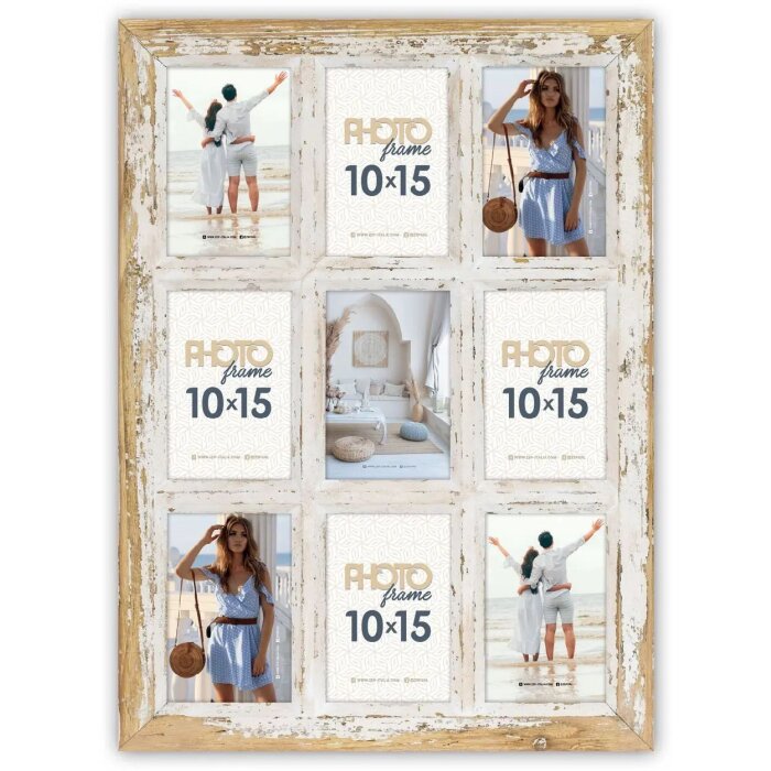 ZEP marco de madera Revel 9 fotos 10x15 cm estilo vintage