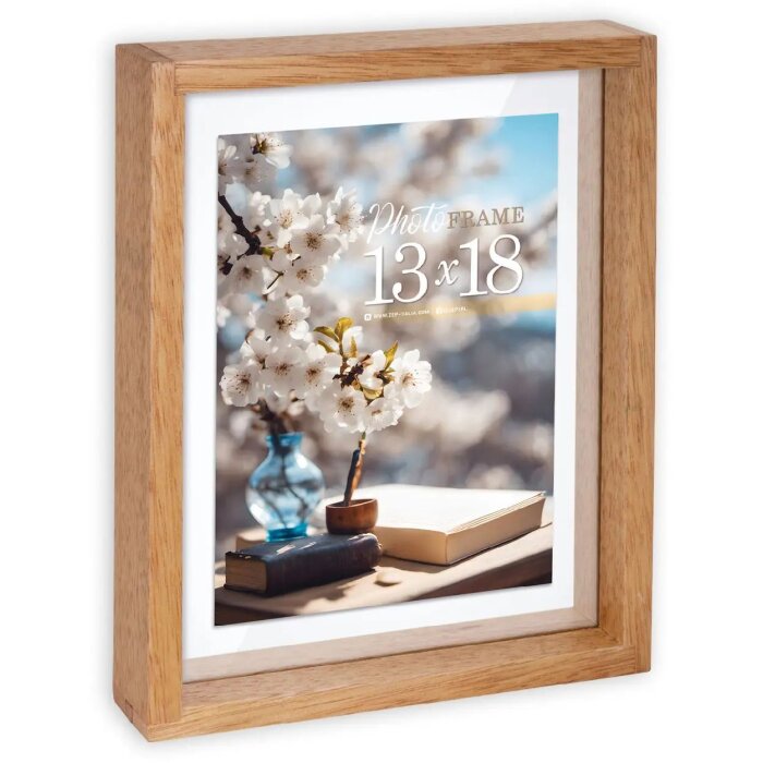 ZEP Vittel Natural marco doble madera 15x20 cm se puede utilizar en ambos lados