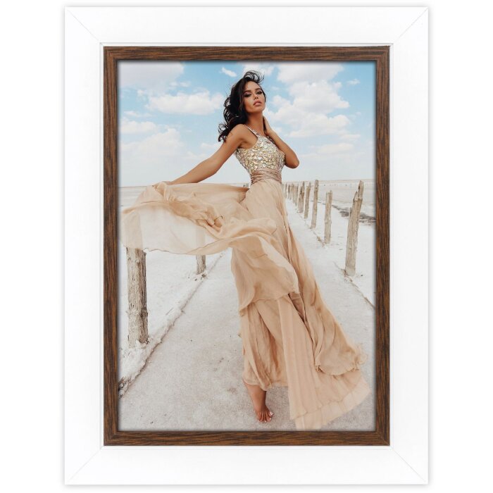 ZEP Marco de fotos de madera Caen 13x18 cm bicolor blanco marrón