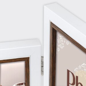 ZEP Marco doble Caen 2 cuadros 10x15 cm Blanco Marrón Marco con bisagras