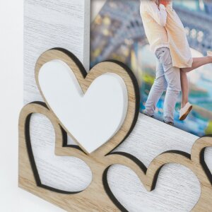 ZEP marco de fotos Lavinia 13x18 cm madera con apliques de corazón formato vertical