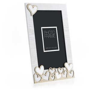 ZEP marco de fotos Lavinia 13x18 cm madera con apliques de corazón formato vertical