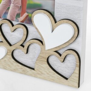 ZEP marco de fotos Lavinia 13x18 cm madera con apliques de corazón formato vertical