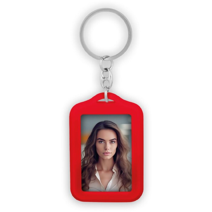 ZEP AR7R llavero rojo para fotos 3.5x4.5 cm Doble Cara caucho metal anillo
