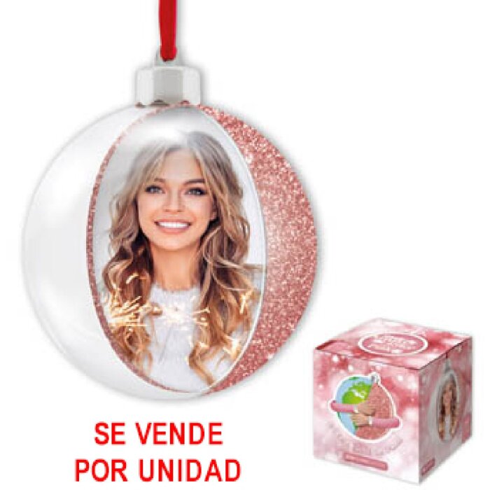 ZEP Adorno de Navidad con foto 7,5x7,5 cm Rosa para colgar
