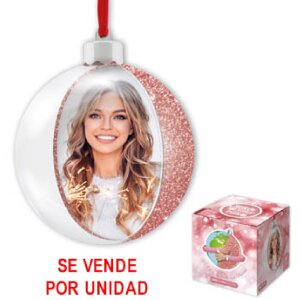 ZEP Adorno de Navidad con foto 7,5x7,5 cm Rosa para colgar