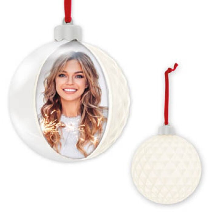 ZEP Adorno navideño con foto 10x10 cm blanco para colgar