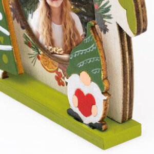 ZEP Koda C Marco decorativo de madera 6x6 cm Motivo navideño para colgar