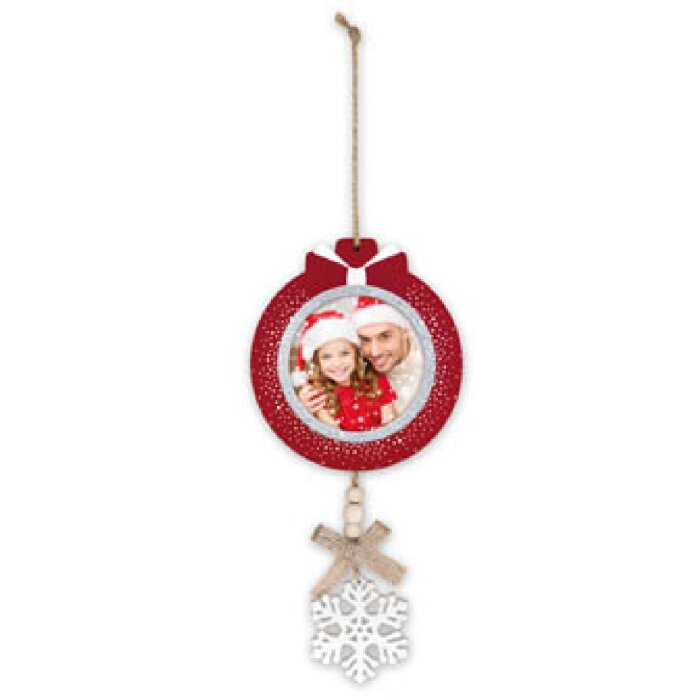 ZEP Ludwig Un marco decorativo de madera 7x7 cm copo de nieve rojo blanco