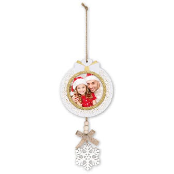 ZEP Karl A decoración de madera con imagen 7x7 cm colgante copo de nieve blanco