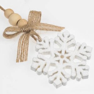 ZEP Karl A decoración de madera con imagen 7x7 cm colgante copo de nieve blanco