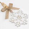 ZEP Karl A decoración de madera con imagen 7x7 cm colgante copo de nieve blanco