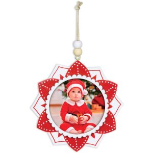 ZEP colgante de Navidad de madera con foto 6x6 cm para colgar color aleatorio