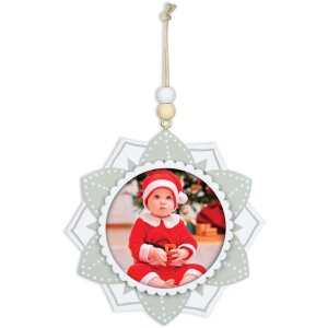 ZEP colgante de Navidad de madera con foto 6x6 cm para colgar color aleatorio