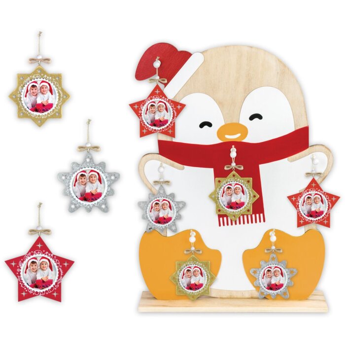 ZEP PINGU Colgante decorativo de madera estrella copo de nieve 6x6 cm Color aleatorio entrega