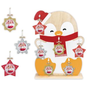 ZEP PINGU Colgante decorativo de madera estrella copo de nieve 6x6 cm Color aleatorio entrega