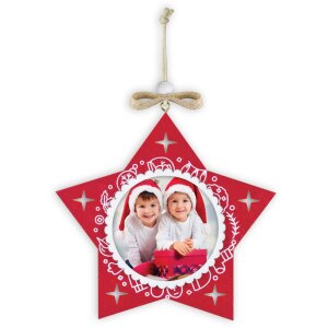 ZEP PINGU Colgante decorativo de madera estrella copo de nieve 6x6 cm Color aleatorio entrega