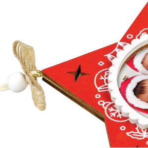 ZEP PINGU Colgante decorativo de madera estrella copo de nieve 6x6 cm Color aleatorio entrega