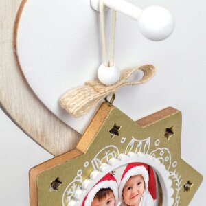 ZEP PINGU Colgante decorativo de madera estrella copo de nieve 6x6 cm Color aleatorio entrega