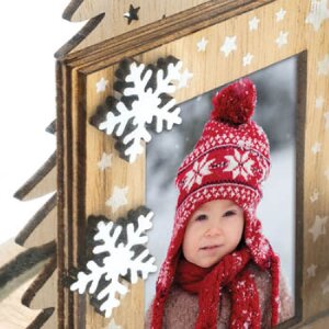 ZEP Marco de fotos de Navidad Herman cúpula de cristal 5x7 cm madera rojo