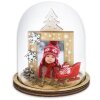 ZEP Marco de fotos de Navidad Herman cúpula de cristal 5x7 cm madera rojo