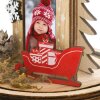 ZEP Marco de fotos de Navidad Herman cúpula de cristal 5x7 cm madera rojo