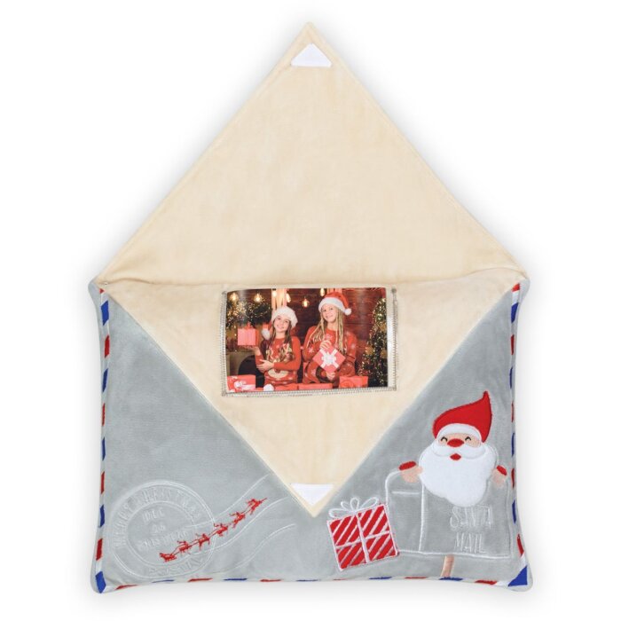 Cojín con foto de Navidad en forma de sobre de tela de felpa de 10x15 cm con cierre de velcro