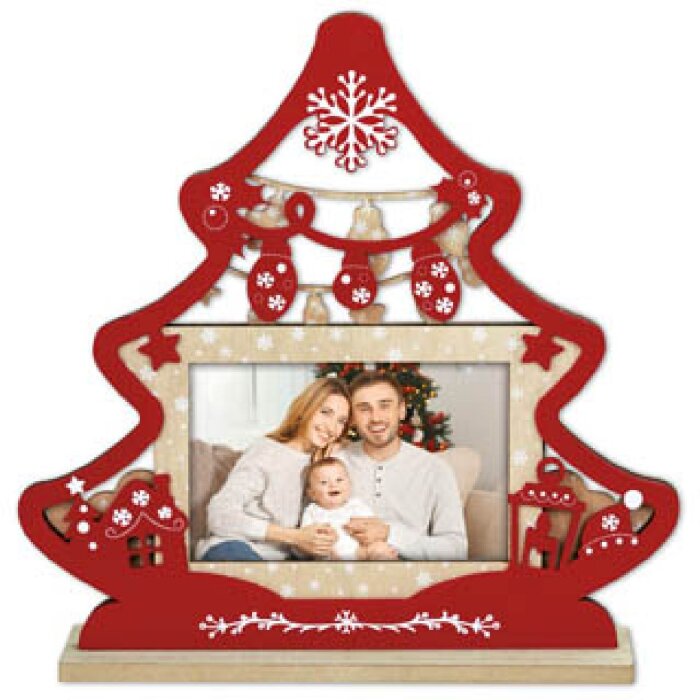 ZEP Marco de Navidad Mila madera 10x15 cm rojo tonos naturales decoración