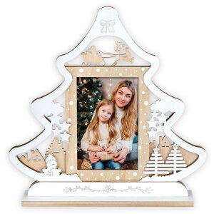 ZEP Marco de fotos de Navidad Julia madera 10x15 cm diseño festivo trineo de renos