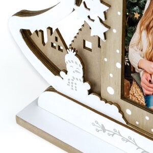 ZEP Marco de fotos de Navidad Julia madera 10x15 cm diseño festivo trineo de renos