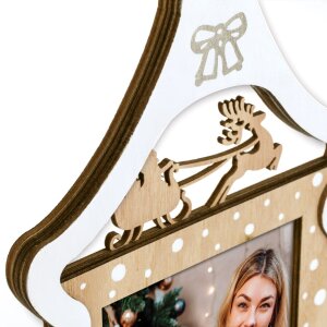 ZEP Marco de fotos de Navidad Julia madera 10x15 cm diseño festivo trineo de renos