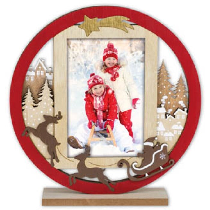 ZEP Marco de fotos de Navidad Heidi madera rojo 10x15 cm diseño de invierno
