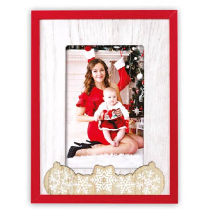 ZEP ZT3768 Vipiteno Marco de Madera Blanco Rojo 15x20 cm Vertical