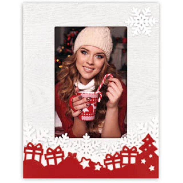 ZEP Verbier ZT8346 Marco de madera 10x15 cm Blanco Rojo Diseño Navideño