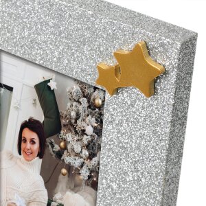 ZEP ZT2024 Silvy 10x15 cm marco de madera de plata de oro estrella de Navidad