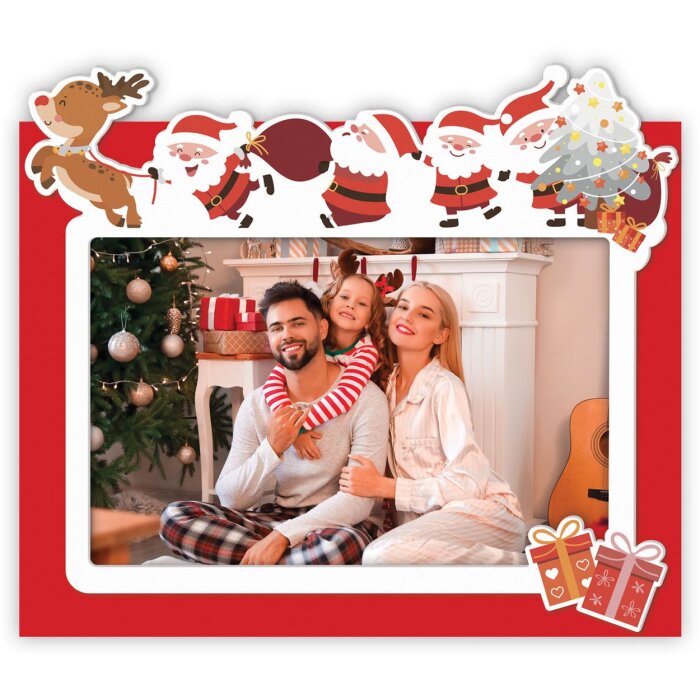 ZEP ZT2946 Portarretratos Cortina 10x15 cm madera rojo diseño Navidad