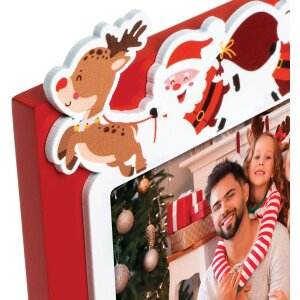 ZEP ZT2946 Portarretratos Cortina 10x15 cm madera rojo diseño Navidad