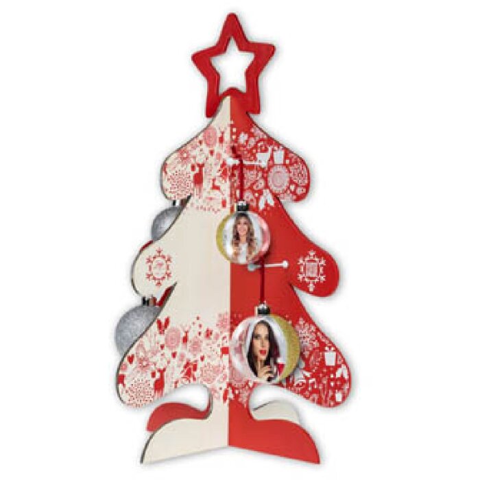 ZEP Árbol de Navidad madera rojo blanco 65 cm alto 45 cm ancho Árbol decorativo sistema plug-in