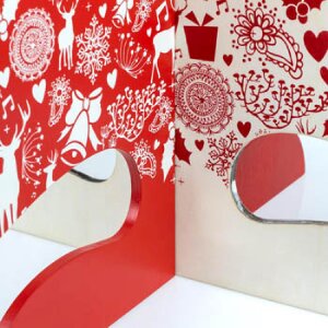 ZEP Árbol de Navidad madera rojo blanco 65 cm alto 45 cm ancho Árbol decorativo sistema plug-in