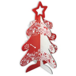 ZEP Árbol de Navidad madera rojo blanco 65 cm alto 45 cm ancho Árbol decorativo sistema plug-in