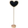 Clayre & Eef 65646 Pizarra con forma de corazón sobre soporte Negro Marrón 8x5x27 cm