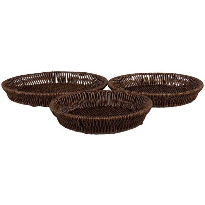 Clayre & Eef 65717 Juego de 3 cestas redondas marrón Ø 28/25/22 cm Plástico