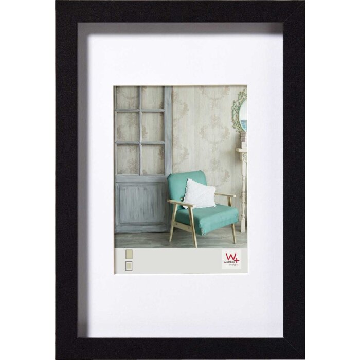 Marco de madera Walther Stockholm 18x24 Negro con Passepartout EA824B