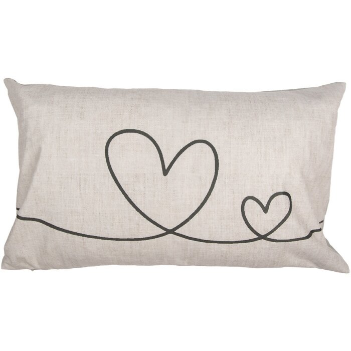 Clayre & Eef CHS36 Funda de Cojín Beige Verde Motivo Corazón 30x50 cm 100% Poliéster