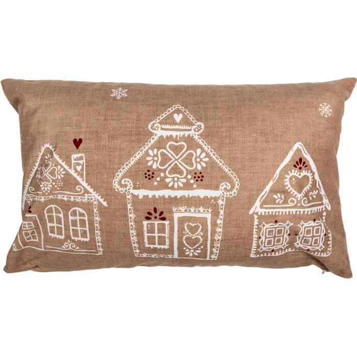 Clayre & Eef GBB36 Funda de Cojín Marrón Blanco 30x50 cm Poliéster Estilo Campestre