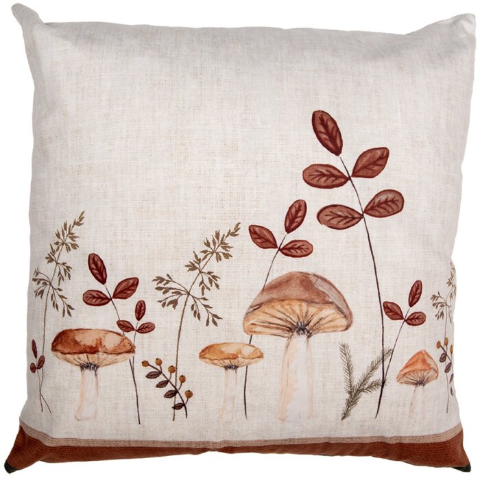 Clayre & Eef LFJ21 Funda de Cojín Motivo Seta Beige Marrón 45x45 cm Estilo Campestre