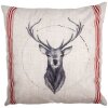 Clayre & Eef NWV24-1 Funda de Cojín 45x45 cm Beige Rojo Casa de Campo Motivo Ciervo